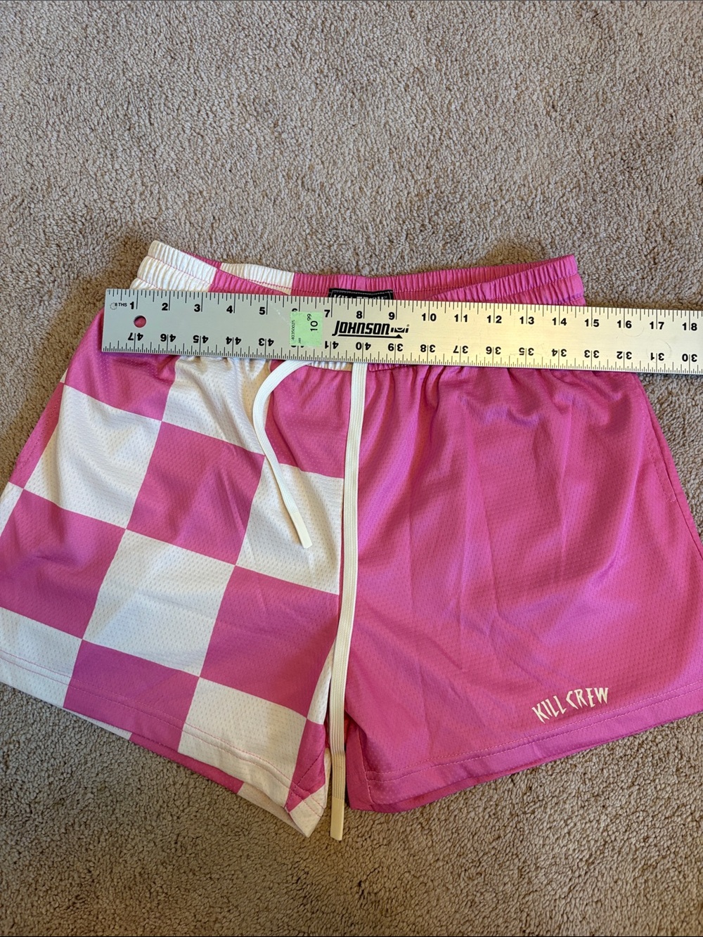 Kill Crew Pink and White Checker Athletic Shorts - Picture 2 of 6